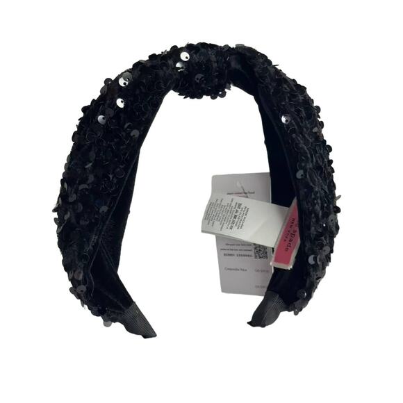Kate Spade Black Sequin Sinched Headband Perfect for a Night out Party